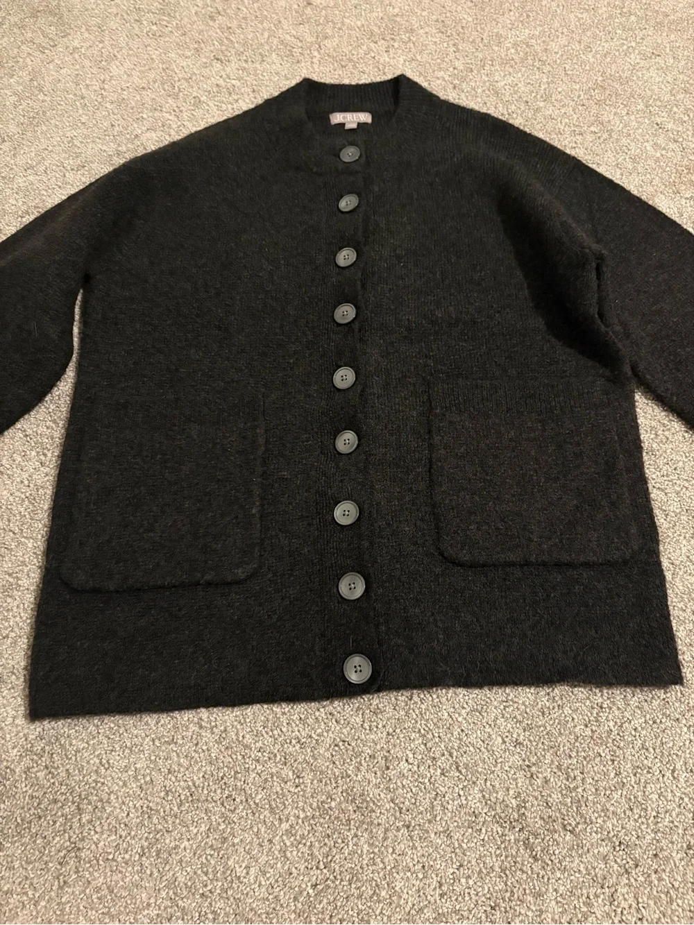 J. Crew Gray Button-Front Crewneck Cardigan